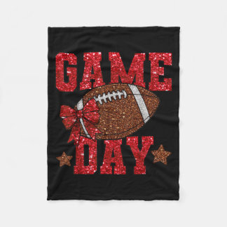 Game Day Football Rode Coquette Strikbal Touchdown Fleece Deken