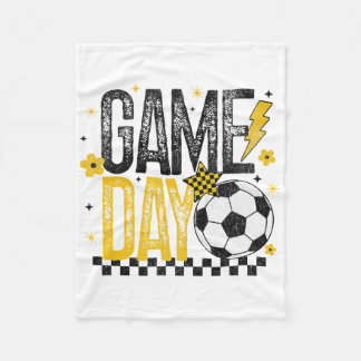 Game Day Retro Voetbal Seizoen Zwart En Geel Goud Fleece Deken