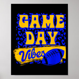 Game Day Sfeer Voetbal Seizoen Voetbal Blauw Goud Poster
