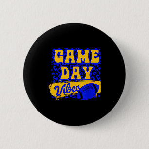 Game Day Sfeer Voetbal Seizoen Voetbal Blauw Goud Ronde Button 5,7 Cm