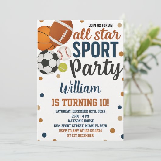 Game Day Sport Verjaardag Uitnodiging (Staand voorkant)