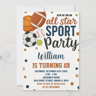 Game Day Sport Verjaardag Uitnodiging