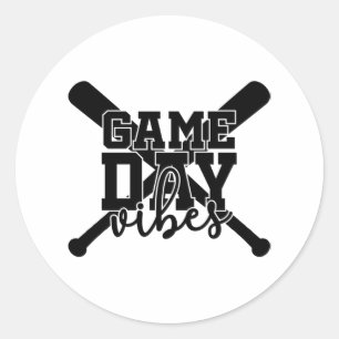Game Day Vibes Baseball Print Ronde Sticker