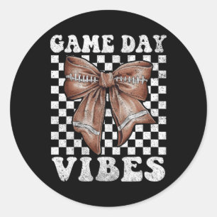 Game Day Vibes Coquette Bow Football Mama Football Ronde Sticker