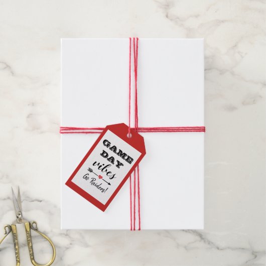 Game Day Vibes Team Hart Gepersonaliseerde Tekst Cadeaulabel (Met Touw)