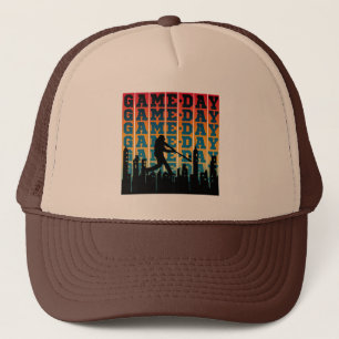 Game Day Vintage Silhouette Speler Typografie Trucker Pet