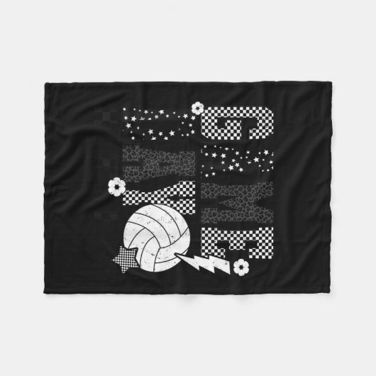 Game Day Volleyball Checkered Funny Volleyball Fleece Deken (Voorkant (Horizontaal))
