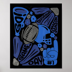 Game Days Touchdown Seizoen Football Retro Footbal Poster