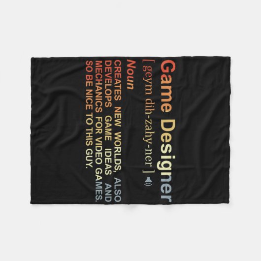 Game Designer Definition Game Programmeur Game Dev Fleece Deken (Voorkant (Horizontaal))