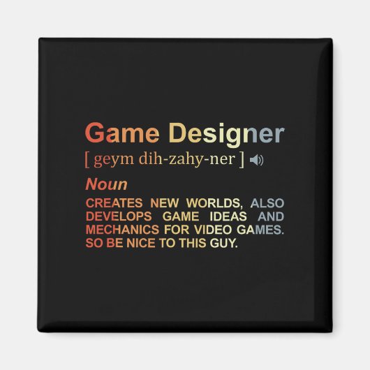 Game Designer Definition Game Programmeur Game Dev Magneet (Voorkant)