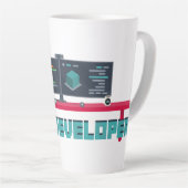 Game Developer Latte Mug - Blue Letters Mok (Rechterhoek)