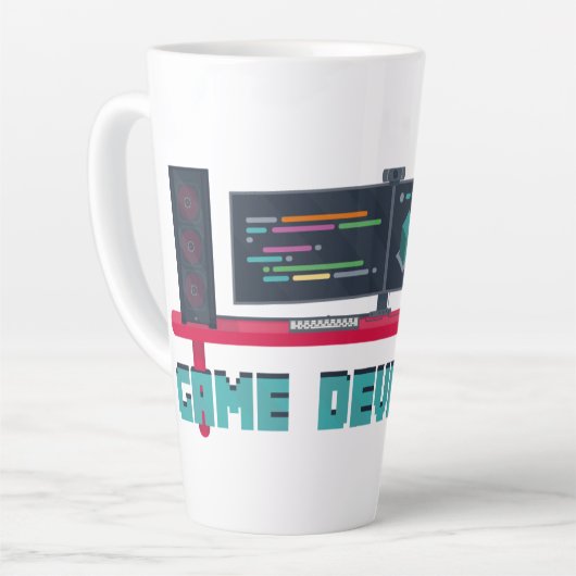 Game Developer Latte Mug - Blue Letters Mok (Linkerhoek)