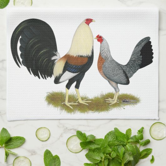 Game Fowl Pair Theedoek (Gevouwen)