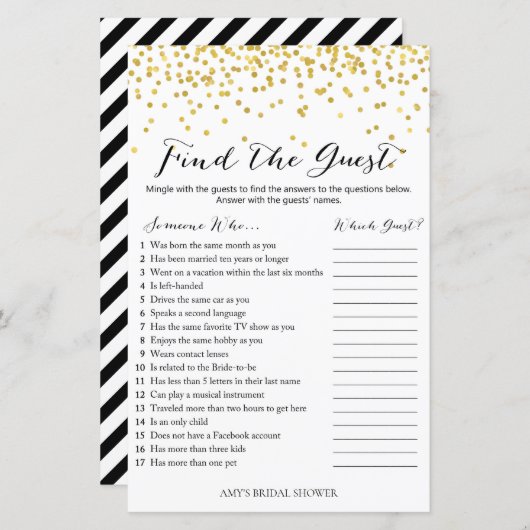 Game Gold Confetti Vrijgezellenfeest - Zoek de gas (Voorkant / Achterkant)