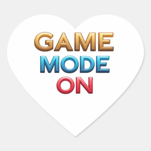 Game Mode On Hart Sticker (Voorkant)
