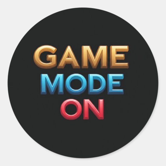 Game Mode On Ronde Sticker (Voorkant)