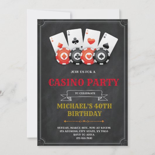 Game night casino party-uitnodiging kaart (Voorkant)