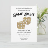 Game Night Gold Glitter Dice Kaart (Staand voorkant)