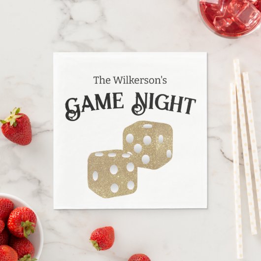 Game Night Gold Glitter Dice Servet (Insitu)