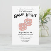 Game Night Pink Glitter Dice Kaart (Staand voorkant)