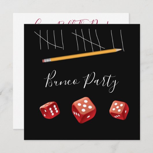 Game Night Red Dice Bunco Dice Party Kaart (Voorkant / Achterkant)