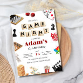 Game Night Verjaardag Uitnodiging, Board Game Nigh Kaart