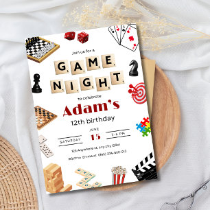 Game Night Verjaardag Uitnodiging, Board Game Nigh Kaart