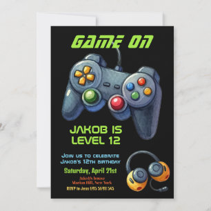Game Night Video Gamer Joystick Verjaardagsfeestje Kaart