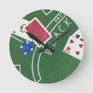 Game of Blackjack met chips van Chariklia Zarris Ronde Klok