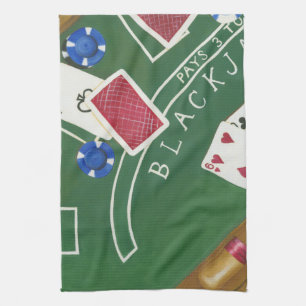 Game of Blackjack met chips van Chariklia Zarris Theedoek
