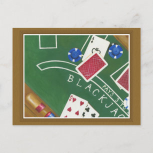 Game of Blackjack with Chips by Chariklia Zarris Briefkaart