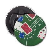Game of Blackjack with Chips by Chariklia Zarris Button Flesopener (Voorkant)
