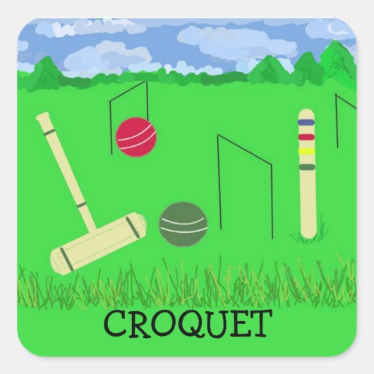 Game of Croquet Vierkante Sticker (Voorkant)