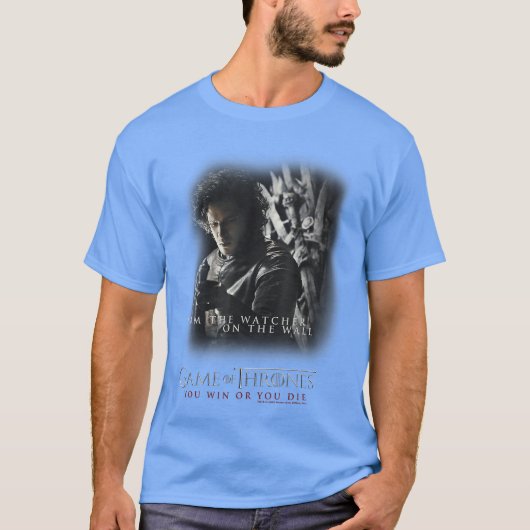 Game ofhrones Jon Snow I Amhe Watcher Onhe Wall bo T-shirt (Voorkant)