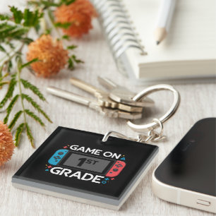 Game On 1e klas terug naar school grappige gamer Sleutelhanger