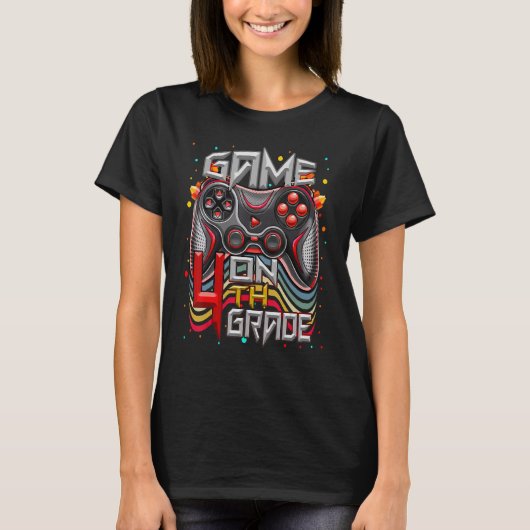 Game on 4th Grade Video Game Back School Student G T-shirt (Voorkant)