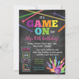 Game On Arcade Pizza Feestje Krijtbord Uitnodiging
