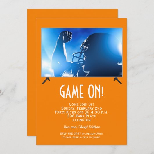 Game on Big Screen Football Game Invitations (Voorkant / Achterkant)