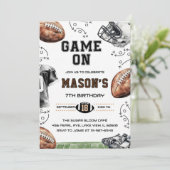 Game On Football Birthday Party Invitation (Debout devant)