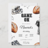 Game On Football Birthday Party Invitation Kaart (Voorkant)