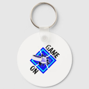 Game On-gekruiste ijshockeyrackets en puck met P Sleutelhanger