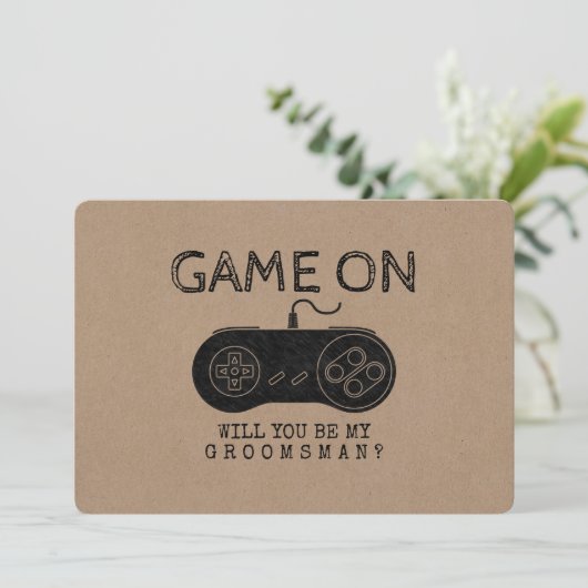 Game On - Grappige Gamer Bruidsjonker of Getuige Kaart (Staand voorkant)