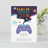 Game On Level Up Fun Video Game Birthday Kaart (Staand voorkant)