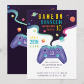 Game On Level Up Fun Video Game Birthday Kaart (Voorkant / Achterkant)