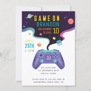 Game On Level Up Fun Video Game Birthday Kaart