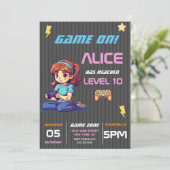 Game On Level Up Fun Video Game Birthday Party Kaart (Staand voorkant)