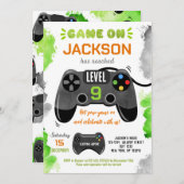 Game On Level Up Video Game Birthday-uitnodigingen Kaart (Voorkant / Achterkant)