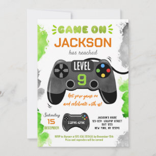 Game On Level Up Video Game Birthday-uitnodigingen Kaart