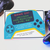 Game On & Level Up | Video Game Boy Verjaardagsfee Kaart