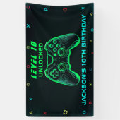 Game On Neon Video Game Party Verjaardagsgame Game Spandoek (Verticaal)